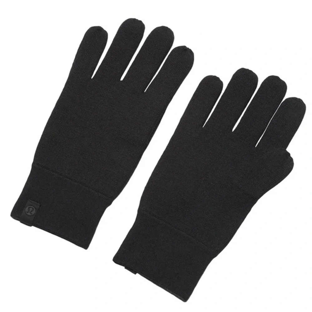 Lululemon Black Merino Wool Blend Warm Revelation Gloves Large